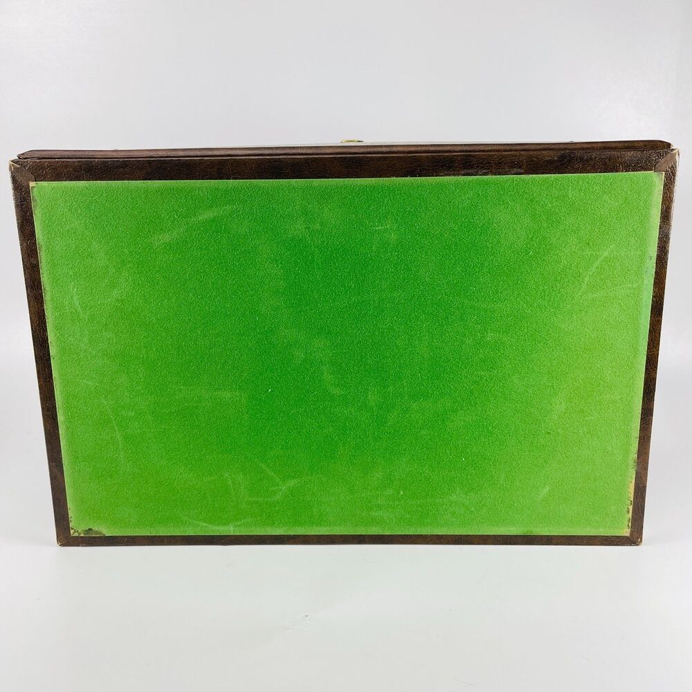 VTG MELE 4-Tier Jewelry Box MCM Mid-Century Faux Leather Satin Gold Velvet w KEY - Picture 16 of 16